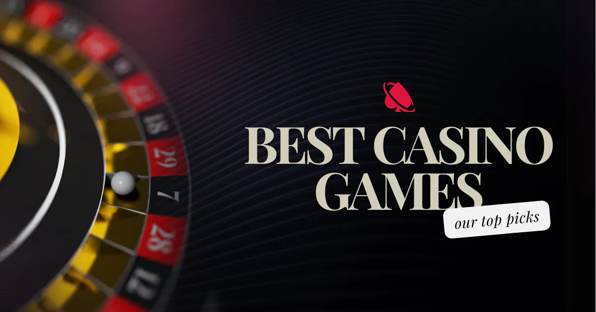 Best Online Casino Games Real Money banner with a roulette wheel background, text ‘our top picks,’ and Mall of Casino logo that is a red spade logo with a circular swoosh.